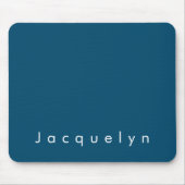 Ocean Blue Plain Elegant Modern Minimalist Name Muismat (Voorkant)