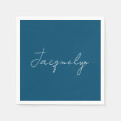 Ocean Blue Plain Elegant Modern Minimalist Name Servet (Voorkant)