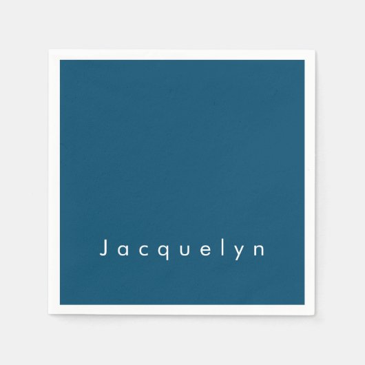 Ocean Blue Plain Elegant Modern Minimalist Name Servet (Voorkant)