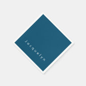 Ocean Blue Plain Elegant Modern Minimalist Name Servet (Hoek)