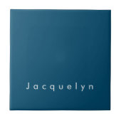 Ocean Blue Plain Elegant Modern Minimalist Name Tegeltje (Voorkant)