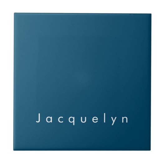 Ocean Blue Plain Elegant Modern Minimalist Name Tegeltje (Voorkant)