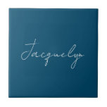 Ocean Blue Plain Elegant Modern Minimalist Name Tegeltje<br><div class="desc">Vertegenwoordig jezelf met dit moderne,  elegante design. Deze sjabloon kan worden aangepast aan alle professionele beroepen.</div>