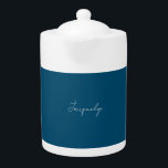 Ocean Blue Plain Elegant Modern Minimalist Name Theepot<br><div class="desc">Vertegenwoordig jezelf met dit moderne,  elegante design. Deze sjabloon kan worden aangepast aan alle professionele beroepen.</div>