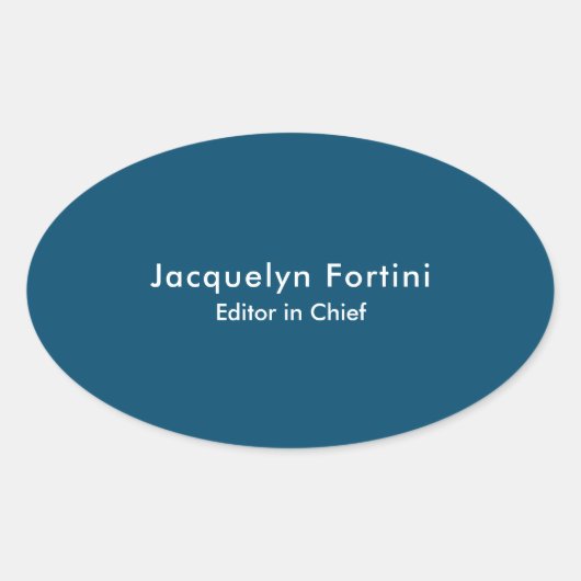 Ocean Blue Plain Elegant Modern Minimalist Ovale Sticker (Voorkant)