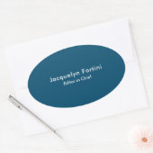 Ocean Blue Plain Elegant Modern Minimalist Ovale Sticker (Envelop)