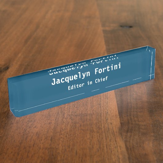 Ocean Blue Plain Elegant Modern Minimalist Simple Naambordje (Zijkant)