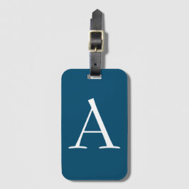 Ocean Blue Plain Elegant Modern Monogram Initiaal Bagagelabel