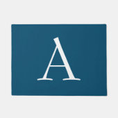 Ocean Blue Plain Elegant Modern Monogram Initiaal Deurmat (Voorkant)