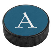 Ocean Blue Plain Elegant Modern Monogram Initiaal Hockey Puck (3/4)