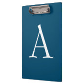 Ocean Blue Plain Elegant Modern Monogram Initiaal Klembord (Links)