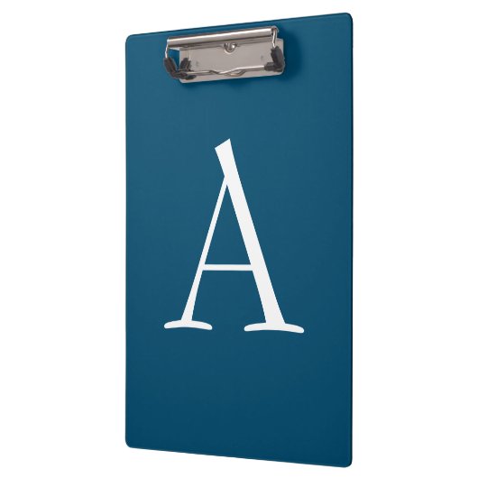 Ocean Blue Plain Elegant Modern Monogram Initiaal Klembord (Links)