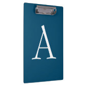 Ocean Blue Plain Elegant Modern Monogram Initiaal Klembord (Rechts)