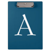 Ocean Blue Plain Elegant Modern Monogram Initiaal Klembord (Voorkant)