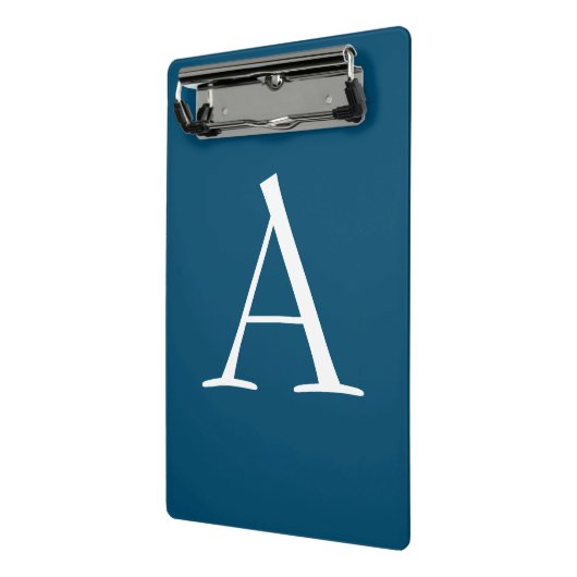Ocean Blue Plain Elegant Modern Monogram Initiaal Mini Klembord (Angled2)