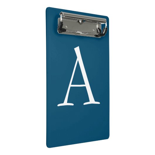 Ocean Blue Plain Elegant Modern Monogram Initiaal Mini Klembord (Schuin)