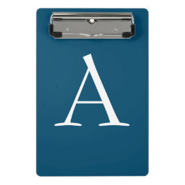 Ocean Blue Plain Elegant Modern Monogram Initiaal Mini Klembord