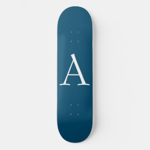Ocean Blue Plain Elegant Modern Monogram Initiaal Persoonlijk Skateboard