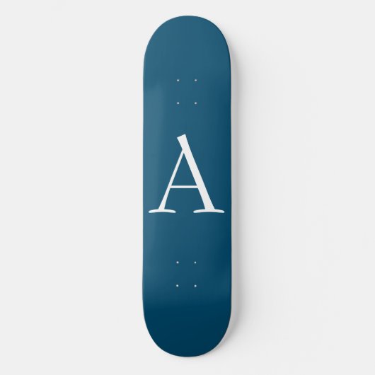 Ocean Blue Plain Elegant Modern Monogram Initiaal Persoonlijk Skateboard (Voorkant)