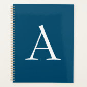 Ocean Blue Plain Elegant Modern Monogram Initiaal Planner (Voorkant)