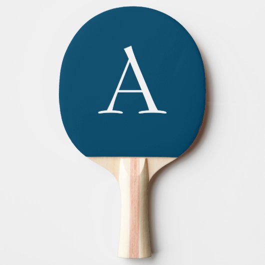 Ocean Blue Plain Elegant Modern Monogram Initiaal Tafeltennisbatje (Voorkant)