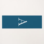 Ocean Blue Plain Elegant Modern Monogram Initiaal Yogamat (Achterkant (horizontaal))