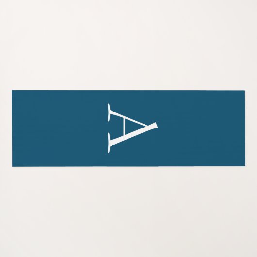 Ocean Blue Plain Elegant Modern Monogram Initiaal Yogamat (Achterkant (horizontaal))