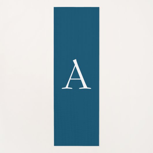 Ocean Blue Plain Elegant Modern Monogram Initiaal Yogamat (Voorkant)