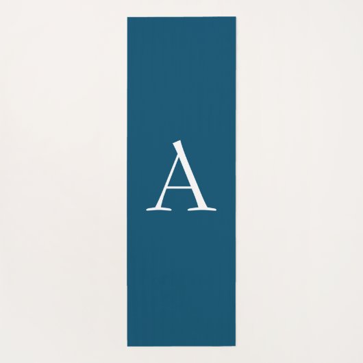 Ocean Blue Plain Elegant Modern Monogram Initiaal Yogamat (Achterkant)