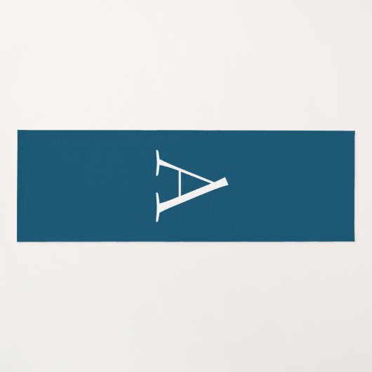 Ocean Blue Plain Elegant Modern Monogram Initiaal Yogamat (Voorkant (horizontaal))