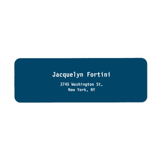 Ocean Blue Plain Elegant Modern Simple Etiket (Voorkant)