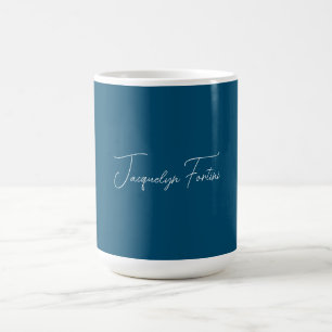 Ocean Blue Plain Elegante minimalistische kalligra Koffiemok