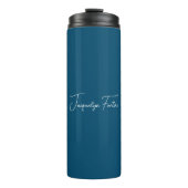 Ocean Blue Plain Elegante minimalistische kalligra Thermosbeker (Voorkant)