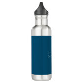 Ocean Blue Plain Elegante minimalistische kalligra Waterfles (Links)