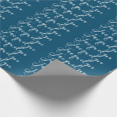 Ocean Blue Plain Elegante moderne kalligrafie naam Cadeaupapier (Hoek)