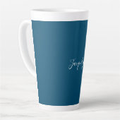 Ocean Blue Plain Elegante moderne kalligrafie naam Latte Mok (Linkerhoek)