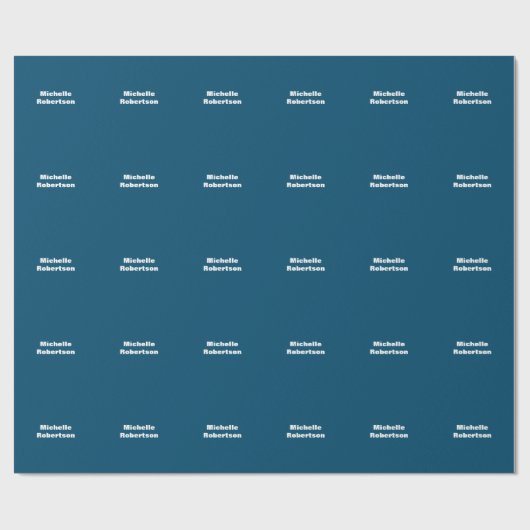 Ocean Blue Plain Minimalist Eigen Naam toevoegen Cadeaupapier (Vlak)
