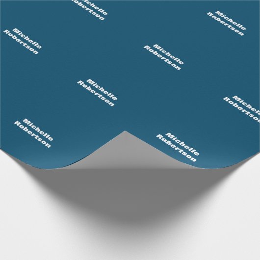 Ocean Blue Plain Minimalist Eigen Naam toevoegen Cadeaupapier (Hoek)