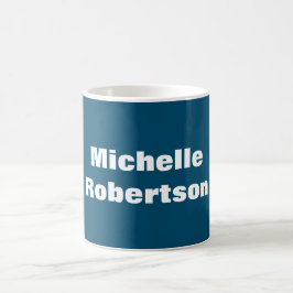 Ocean Blue Plain Minimalist Eigen Naam toevoegen Koffiemok