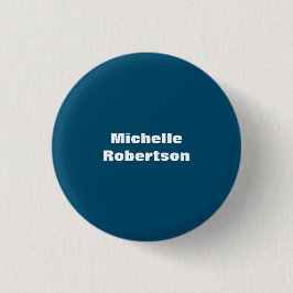 Ocean Blue Plain Minimalist Eigen Naam toevoegen Ronde Button 3,2 Cm