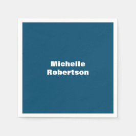 Ocean Blue Plain Minimalist Eigen Naam toevoegen Servet