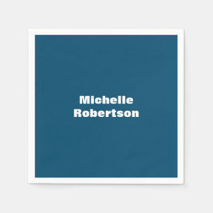 Ocean Blue Plain Minimalist Eigen Naam toevoegen Servet