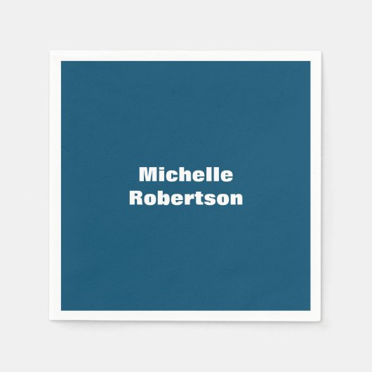 Ocean Blue Plain Minimalist Eigen Naam toevoegen Servet (Voorkant)