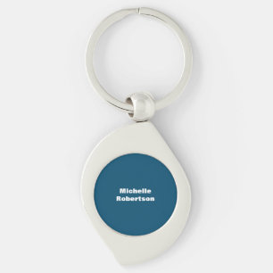 Ocean Blue Plain Minimalist Eigen Naam toevoegen Sleutelhanger