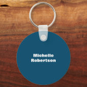 Ocean Blue Plain Minimalist Eigen Naam toevoegen Sleutelhanger (Achterkant)