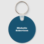 Ocean Blue Plain Minimalist Eigen Naam toevoegen Sleutelhanger (Achterkant)