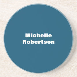 Ocean Blue Plain Minimalist Eigen Naam toevoegen Zandsteen Onderzetter