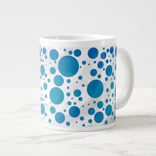 Ocean Blue Polka Dots Grote Koffiekop (Voorkant rechts)