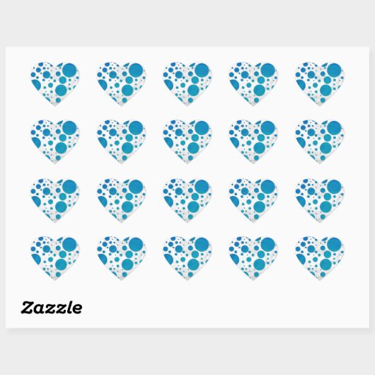 Ocean Blue Polka Dots Hart Sticker (Vel)
