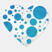 Ocean Blue Polka Dots Hart Sticker (Voorkant)
